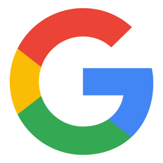 The Google Logo with a simple G letter using Googles brand colours, red, orange, green and blue
